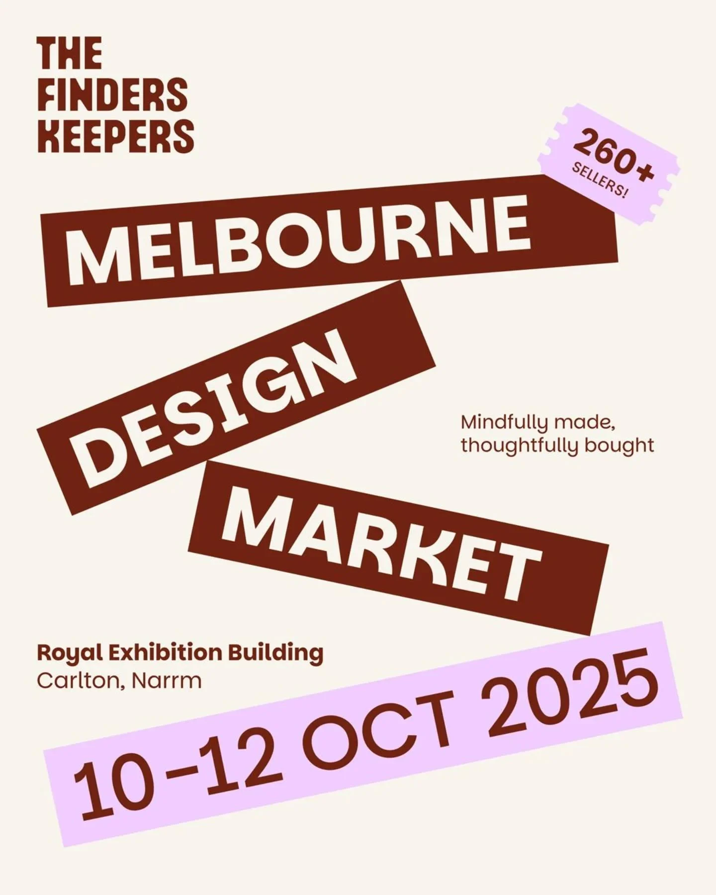 THIS WEEK @thefinderskeepersmarket RETURNS TO MELBOURNE 🎉

🌸 The Finders Keepers Melbourne Design Market⁠ ⁠
📍 Royal Exhibition Building, Narrm⁠
🗓️ 10 - 12 October⁠

See you there 👋