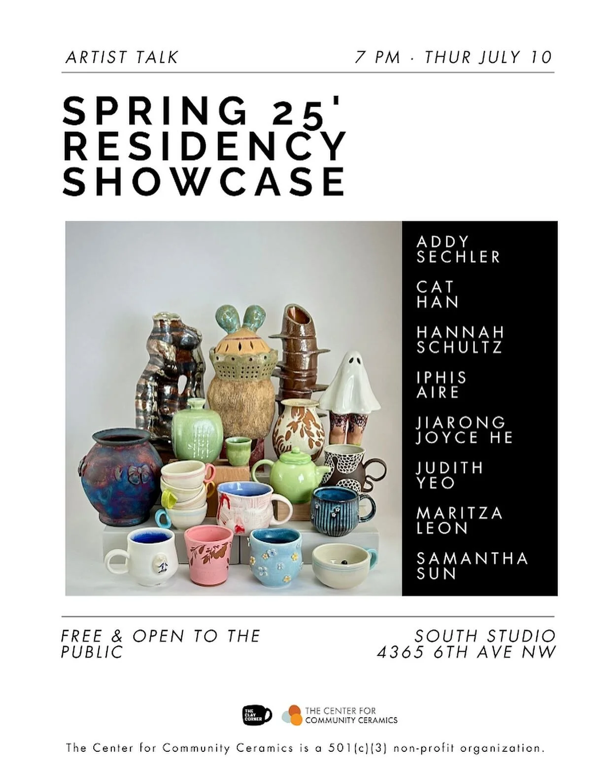 The last 6 months have been an absolute pleasure! 
Come join us July 10th at 7:00 for our artist talk @theclaycorner_seattle! All 8 of us have grown and truly come into ourselves as artists and we can&rsquo;t wait to share the work we&rsquo;ve made! 