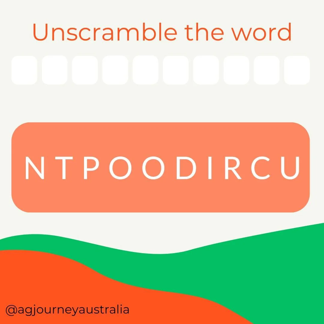Play along and unscramble this week's word which will form the focus of our Topical Tuesday theme. 

1 word
10 letters
N T P O O D I R C U 

#australianagriculture
#ageducation