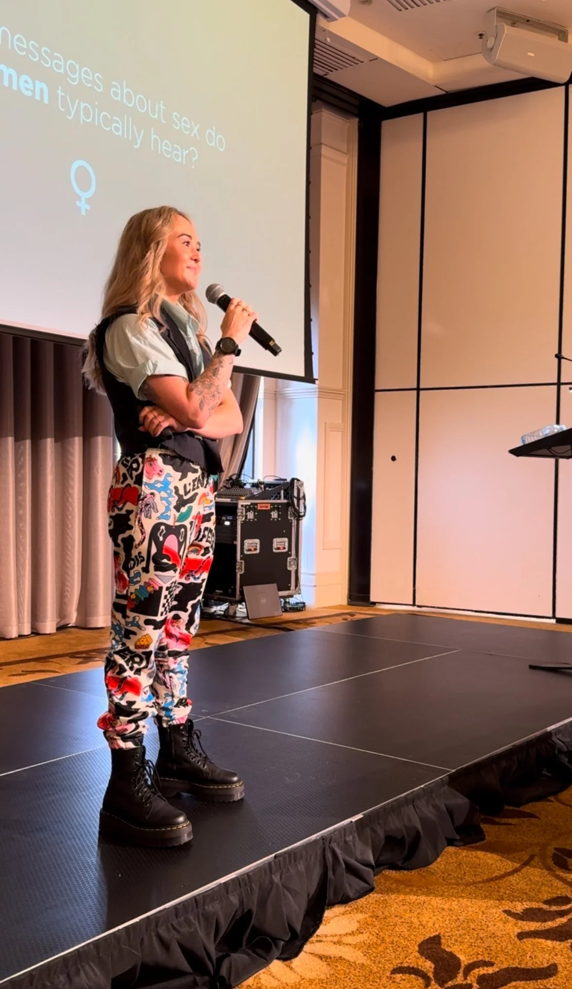 Mim as a Sex Educator speaking at the Romance Writers Australia conference in Adelaide in 2024.