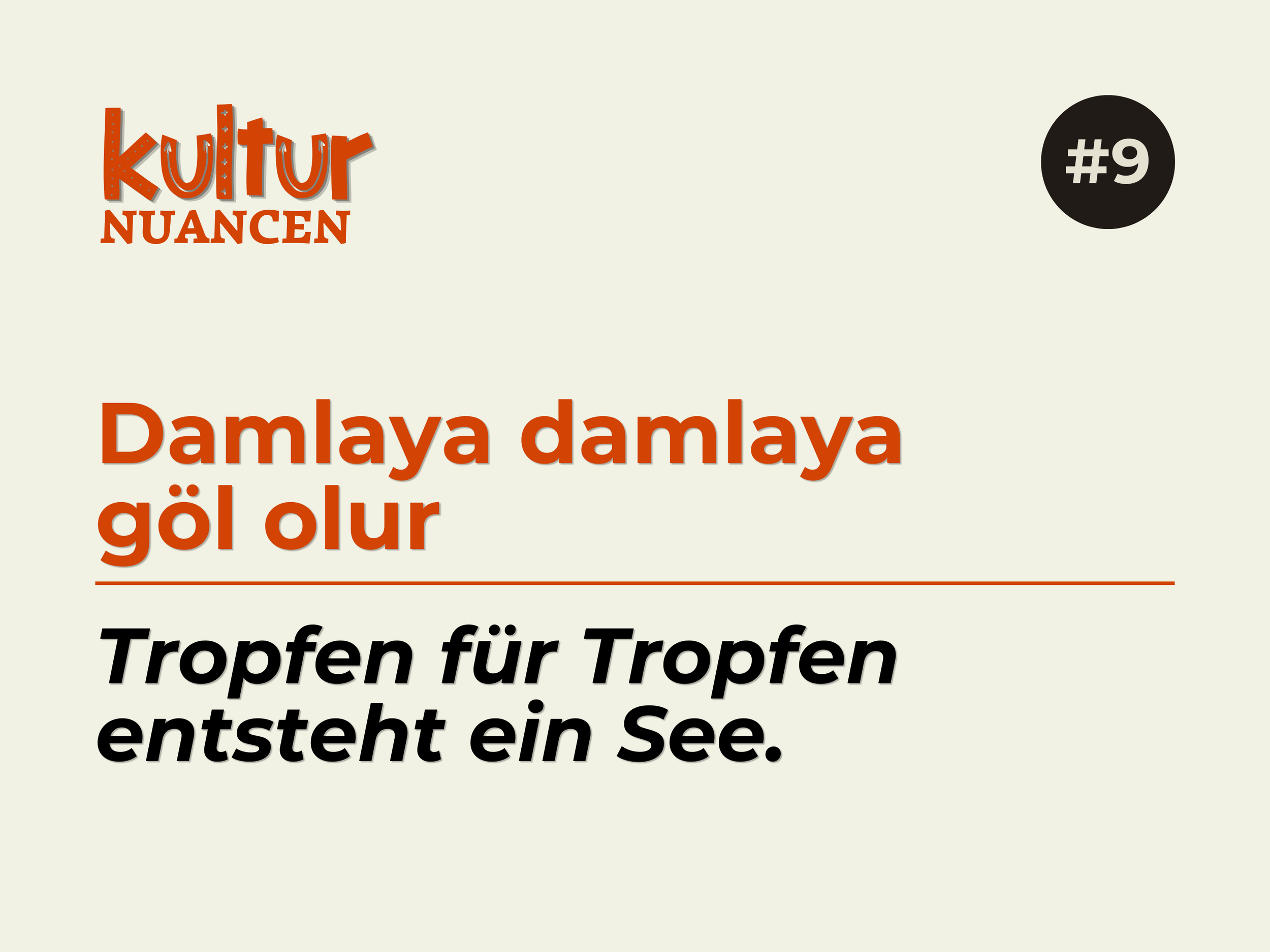Diashow-Titelbild mit rotem Schriftzug 'KUTUR NUANCEN' und schwarzem Kreis mit '#9'.