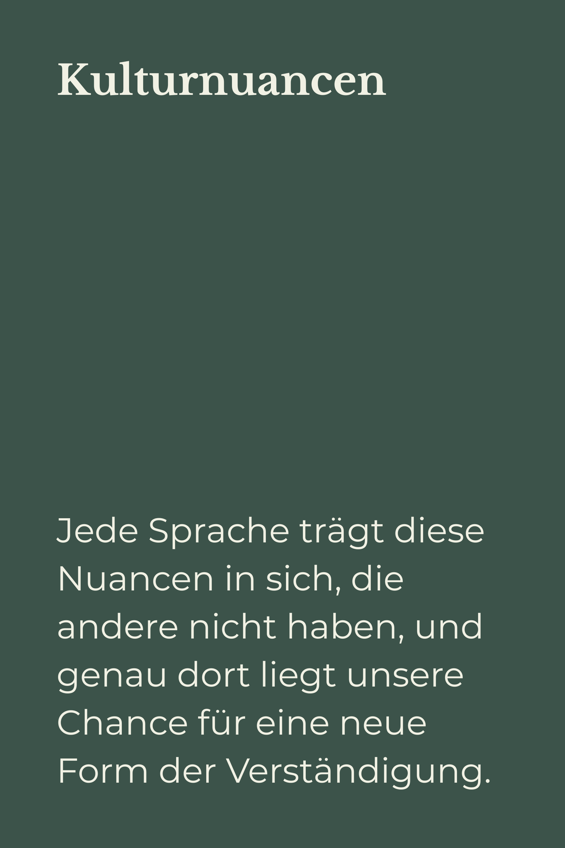 Der Bildausschnitt zeigt einen Text mit einem grünen Hintergrund. Der Titel lautet 'Kulturnuancen' und im unteren Bereich befindet sich ein Abschnitt, der sich mit der Bedeutung von Nuancen in verschiedenen Sprachen beschäftigt.