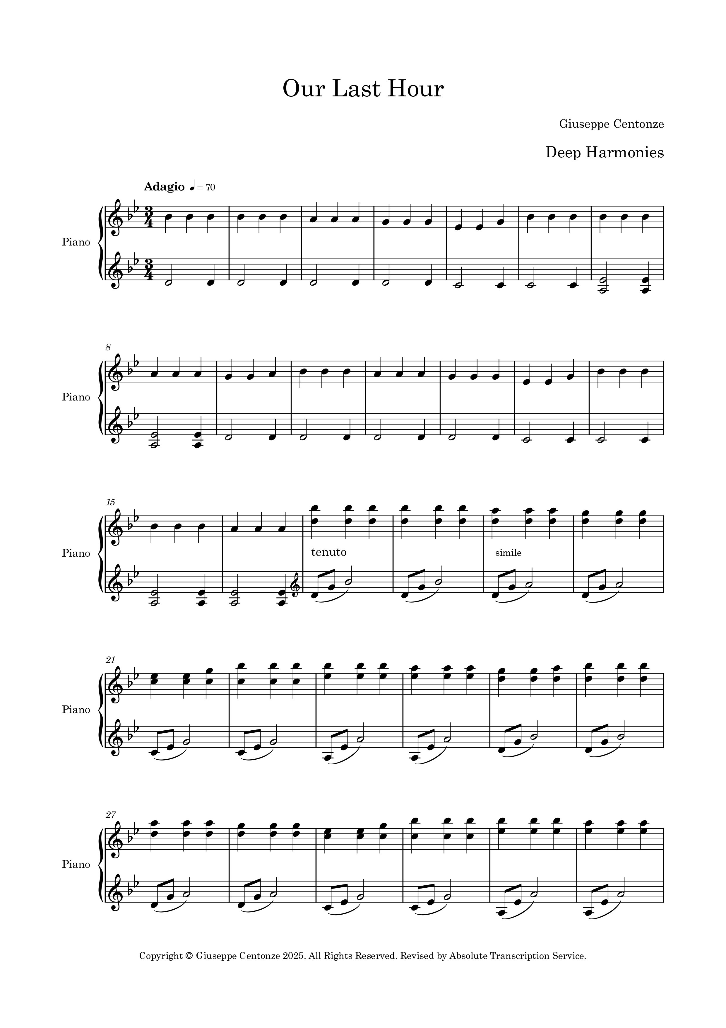 OUR LAST HOUR (SOLO PIANO)
