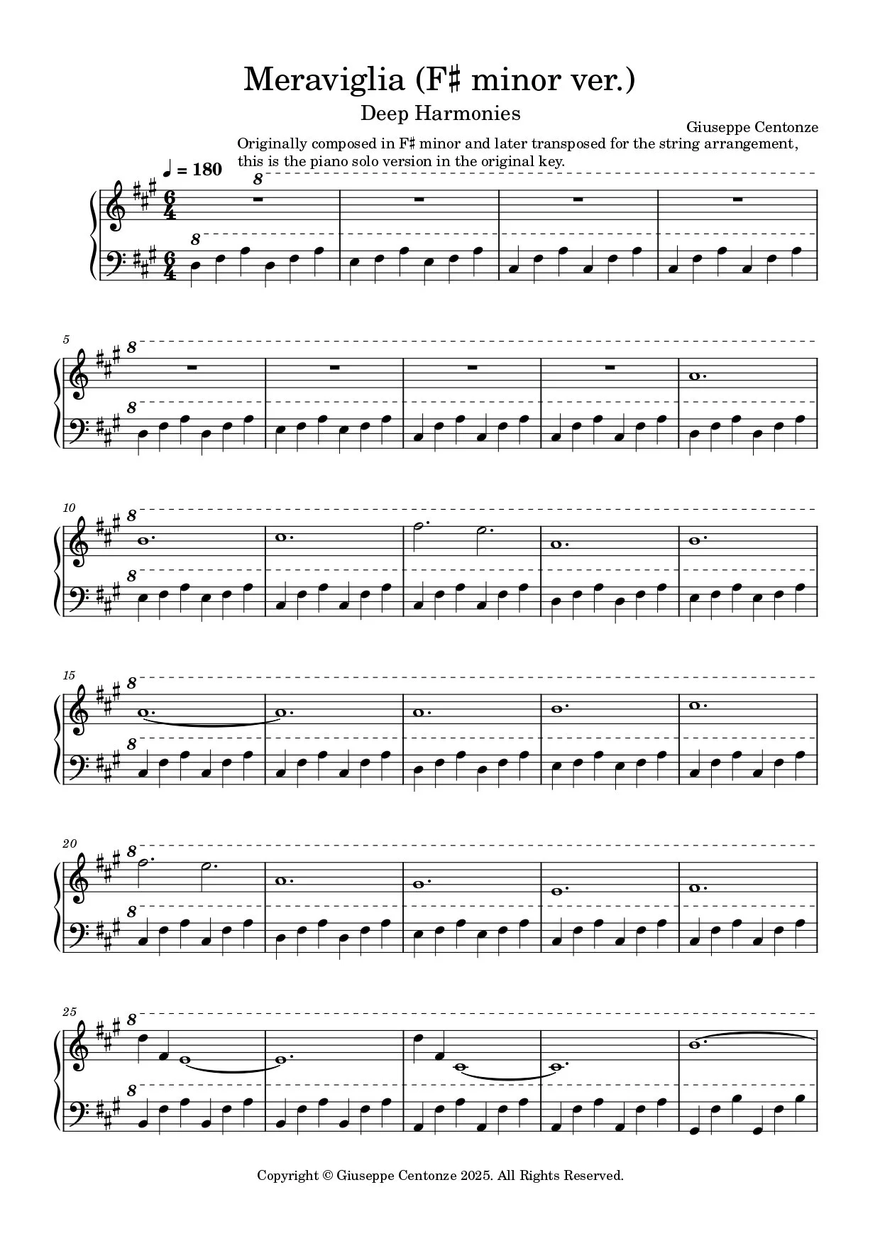 MERAVIGLIA (F♯ MINOR VERSION)