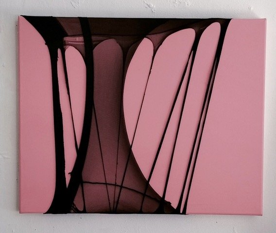 Clementine Oomes / Serie ‘Nylon; Le carrousel’ / 2024 / Nylon & acryl op canvas / 40 x 50 cm / Uniek