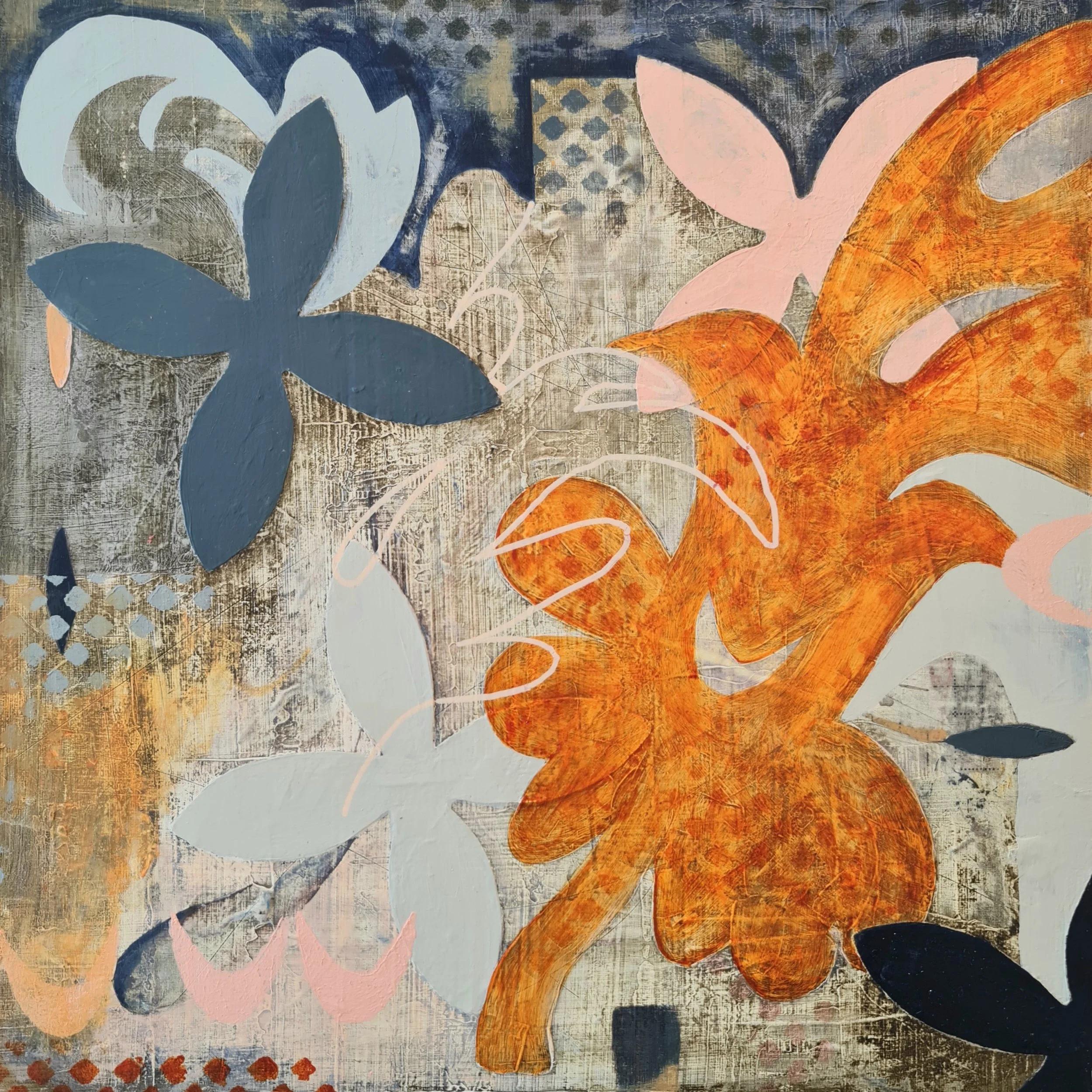 Tessa Maagdenberg, Walls of Napoli, 2022, acryl op houten paneel, 40x40cm, uniek