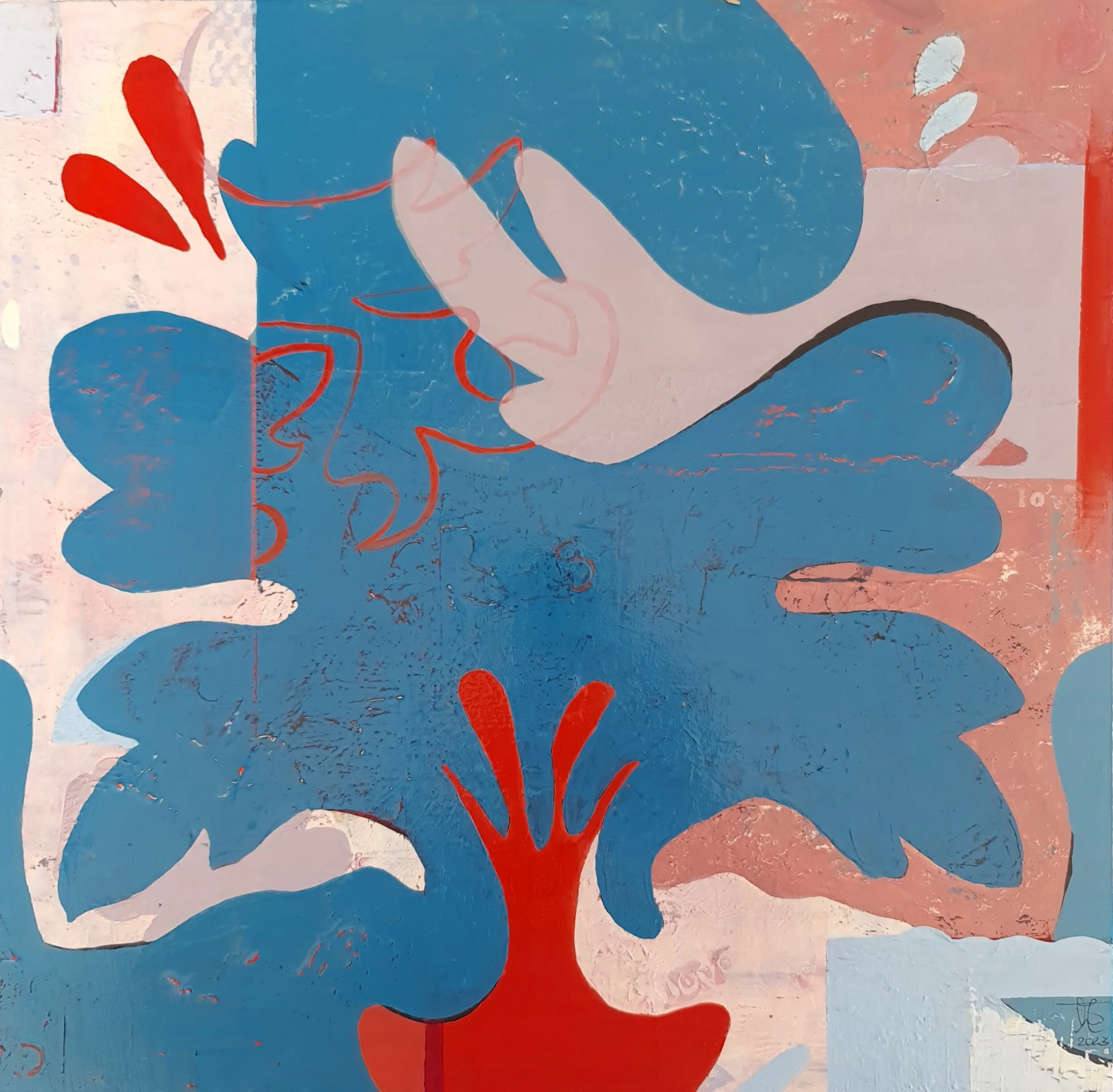 Tessa Maagdenberg, Boogie Wonderland, 2023, acryl op houten paneel, 40x40cm, uniek