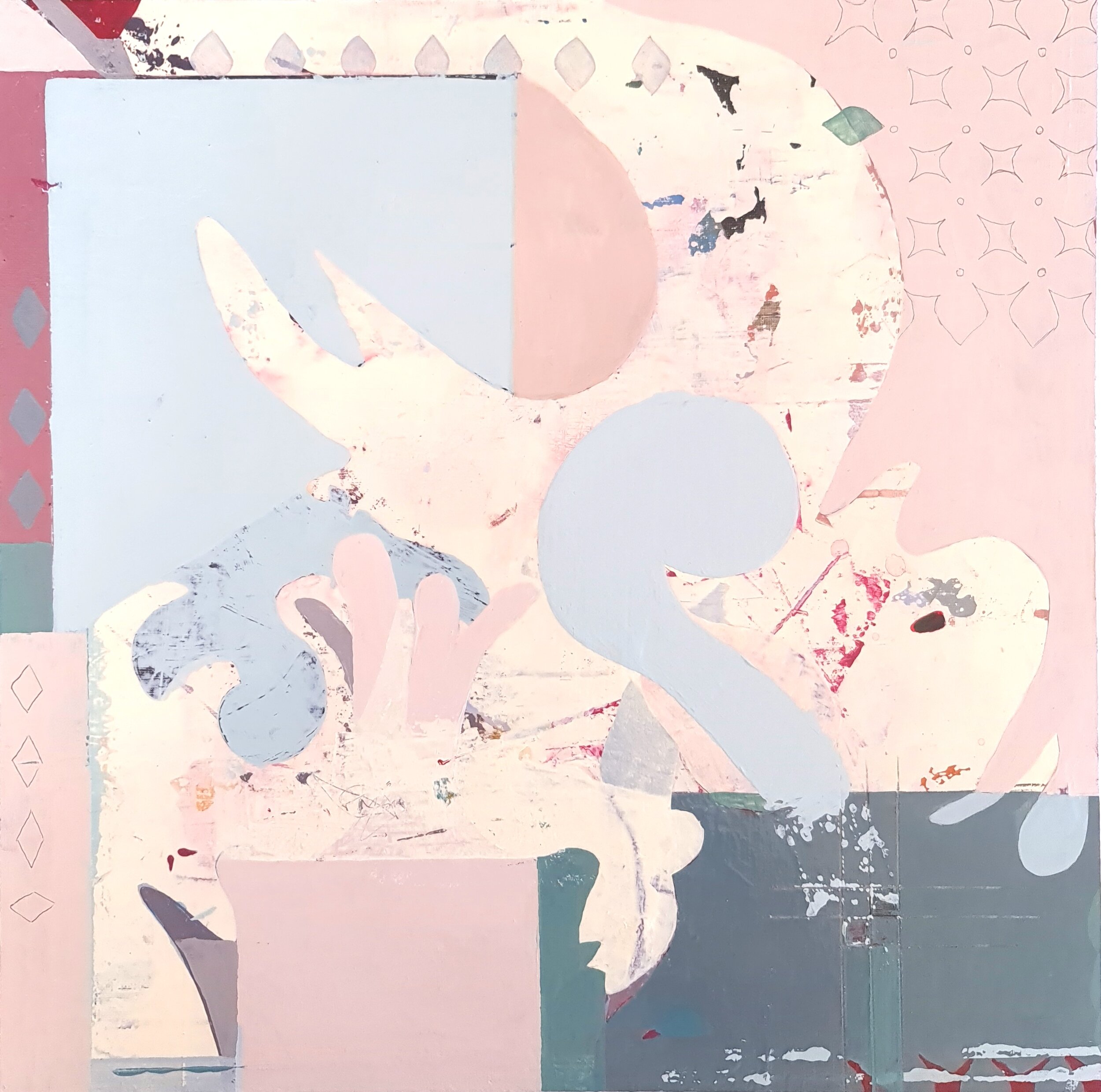 Tessa Maagdenberg, Soft and Light, 2023, acryl op houten paneel, 40x40cm, uniek 