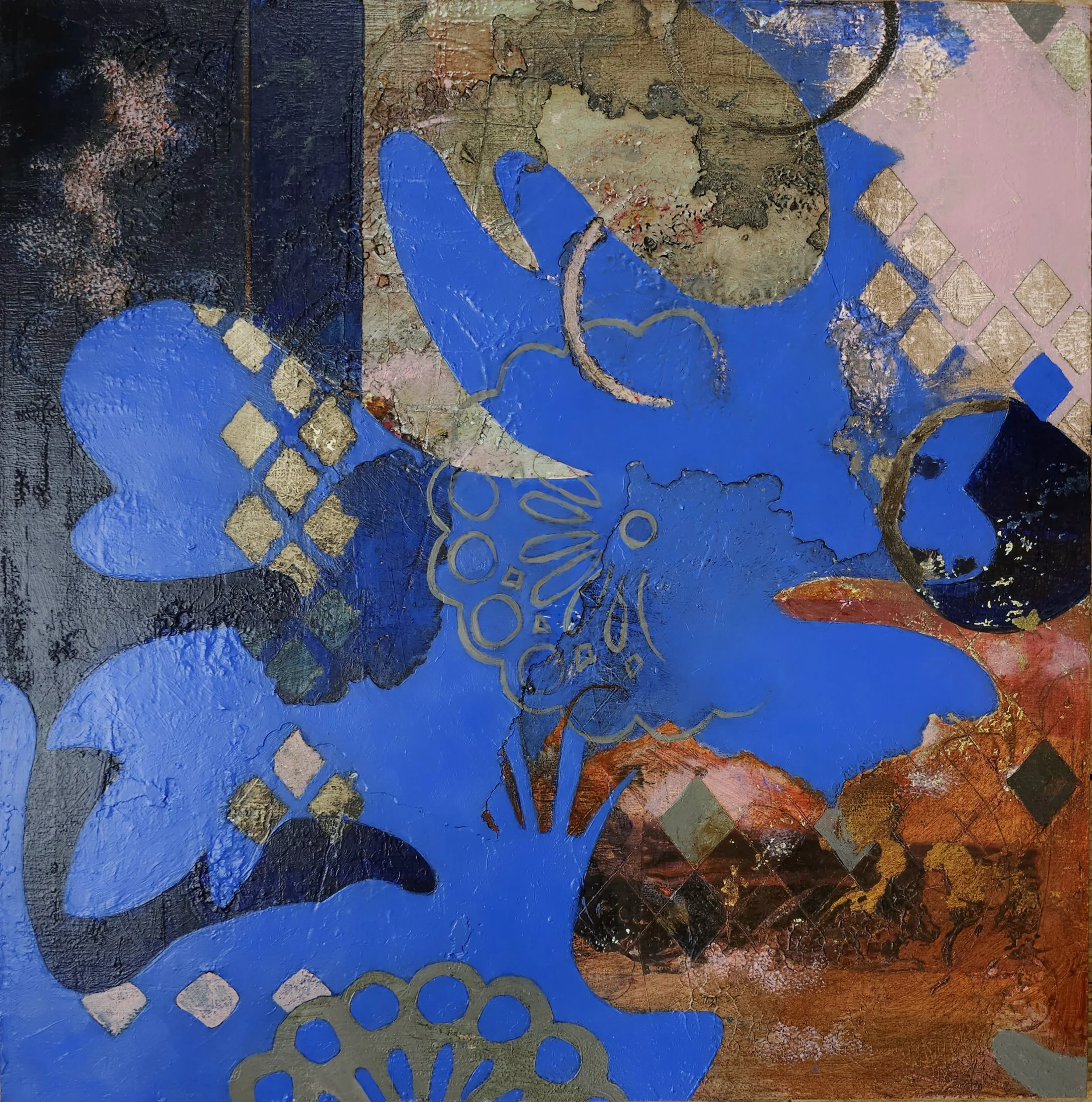 Tessa Maagdenberg, Blue Supermoon, 2024, acryl op houten paneel, 40x40cm, uniek