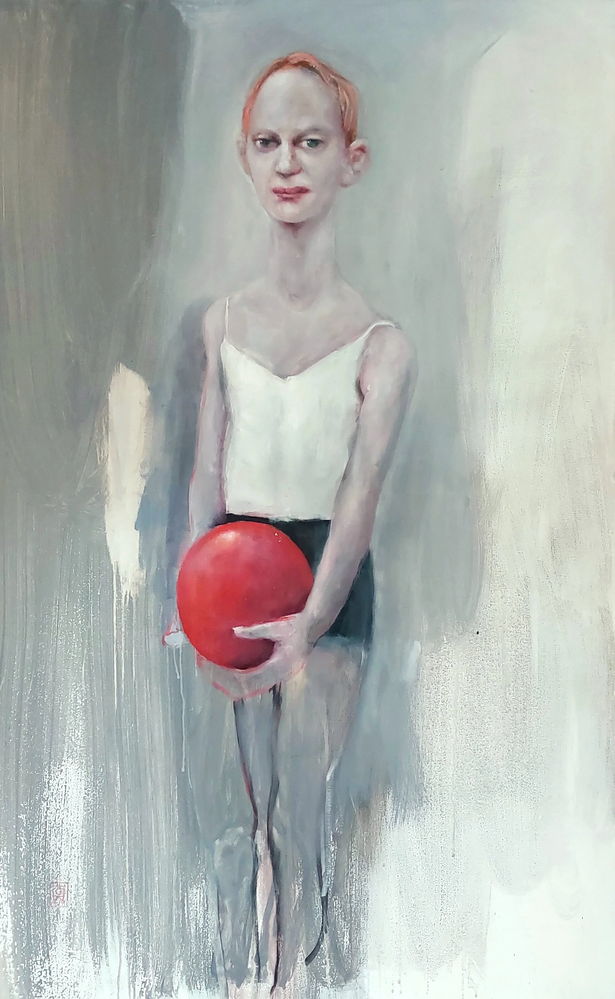 Red ball, 160 x 100 cm