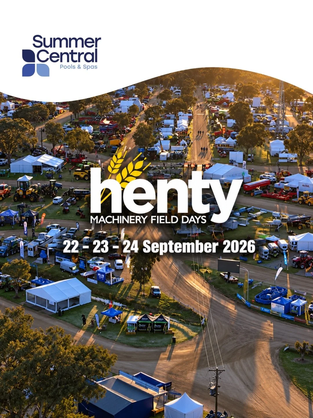 Henty Machinery Field Days 🚜 # 1046

With 7 days to go, the countdown is on! Come and say hello to the Summer Central team at our HMFD site. We&rsquo;ll be right by the South Gate on 2nd Farm Avenue.

Whether you&rsquo;re dreaming of a new pool, pla