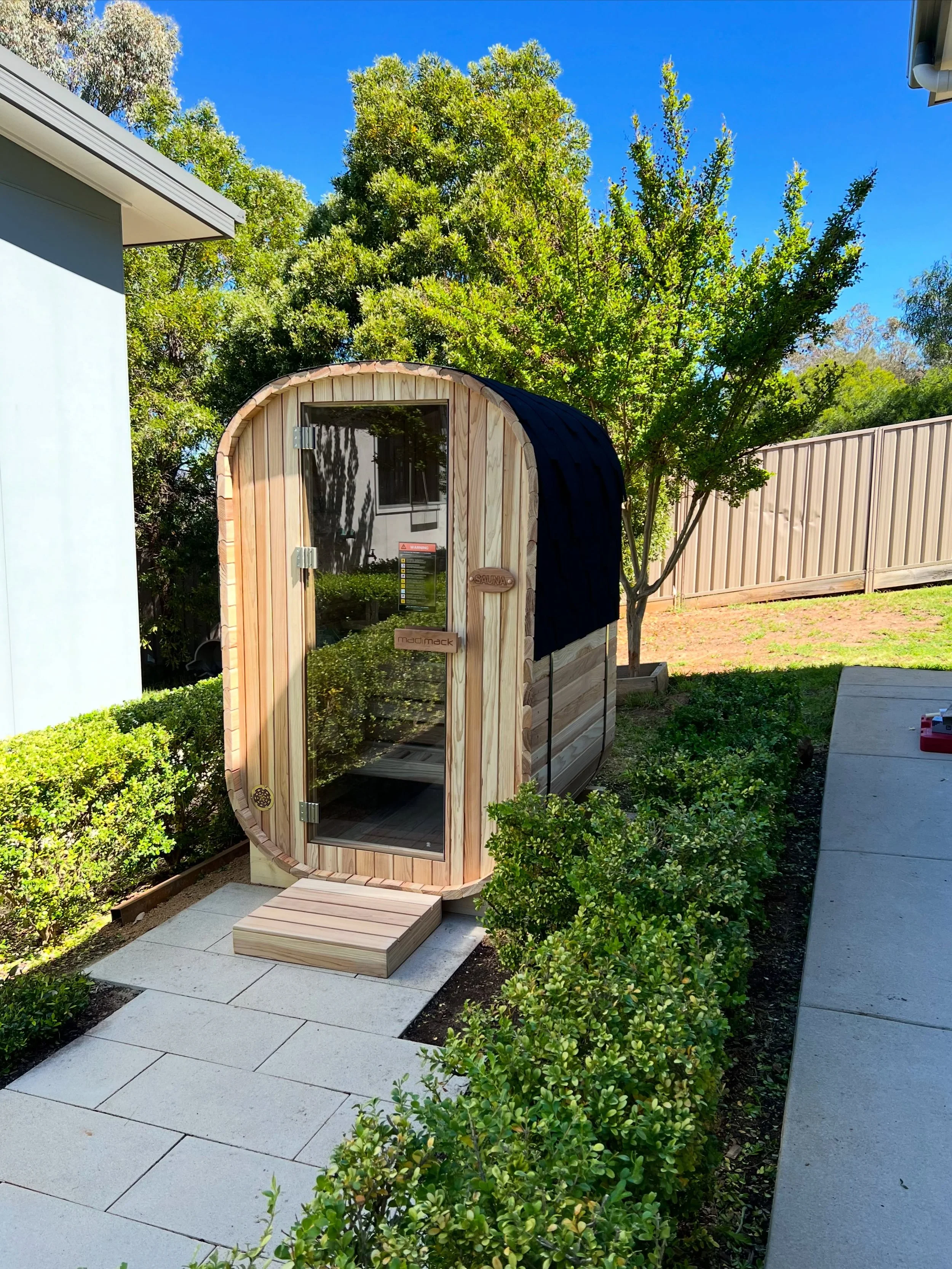 Delivered &amp; Installed | ecoSAUNA ♨️ 

Leo and Rob have been busy in Wagga installing this stunning new ecoSAUNA by Madimack⁠!

♨️ Premium Japanese cedar
♨️ Energy-efficient heating
♨️ Sleek, modern, compact design
♨️ Safe &amp; simple controls 

