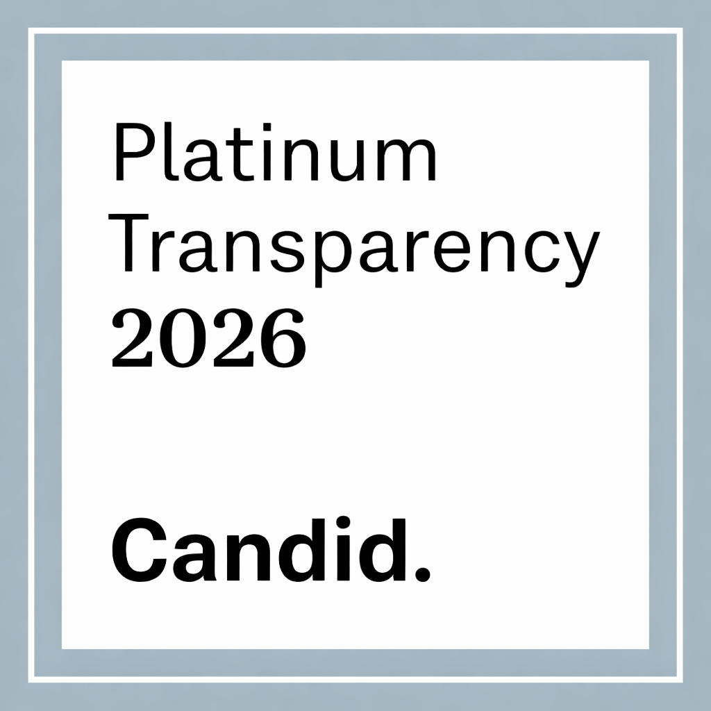 Design of an award or certificate with the text 'Platinum Transparency 2026 Candid.' on a light gray background with a border.