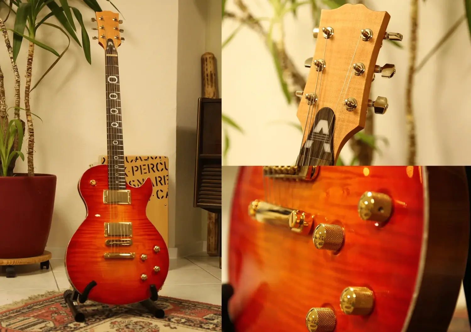 Les Paul Style E-Gitarre mit Sunburst und goldener Hardware
