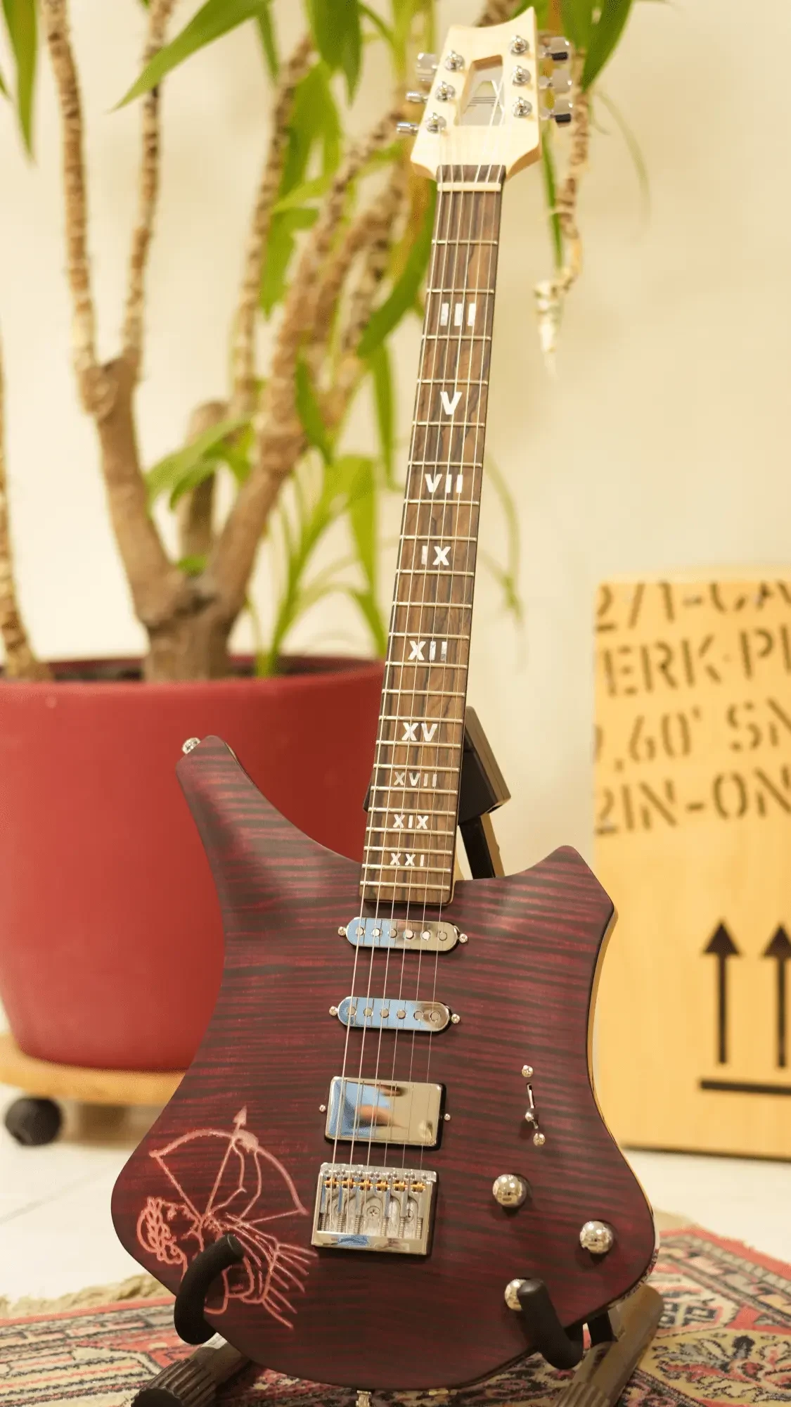 Prototyp E-Gitarre mit Top "Bogenschütze Apollon"