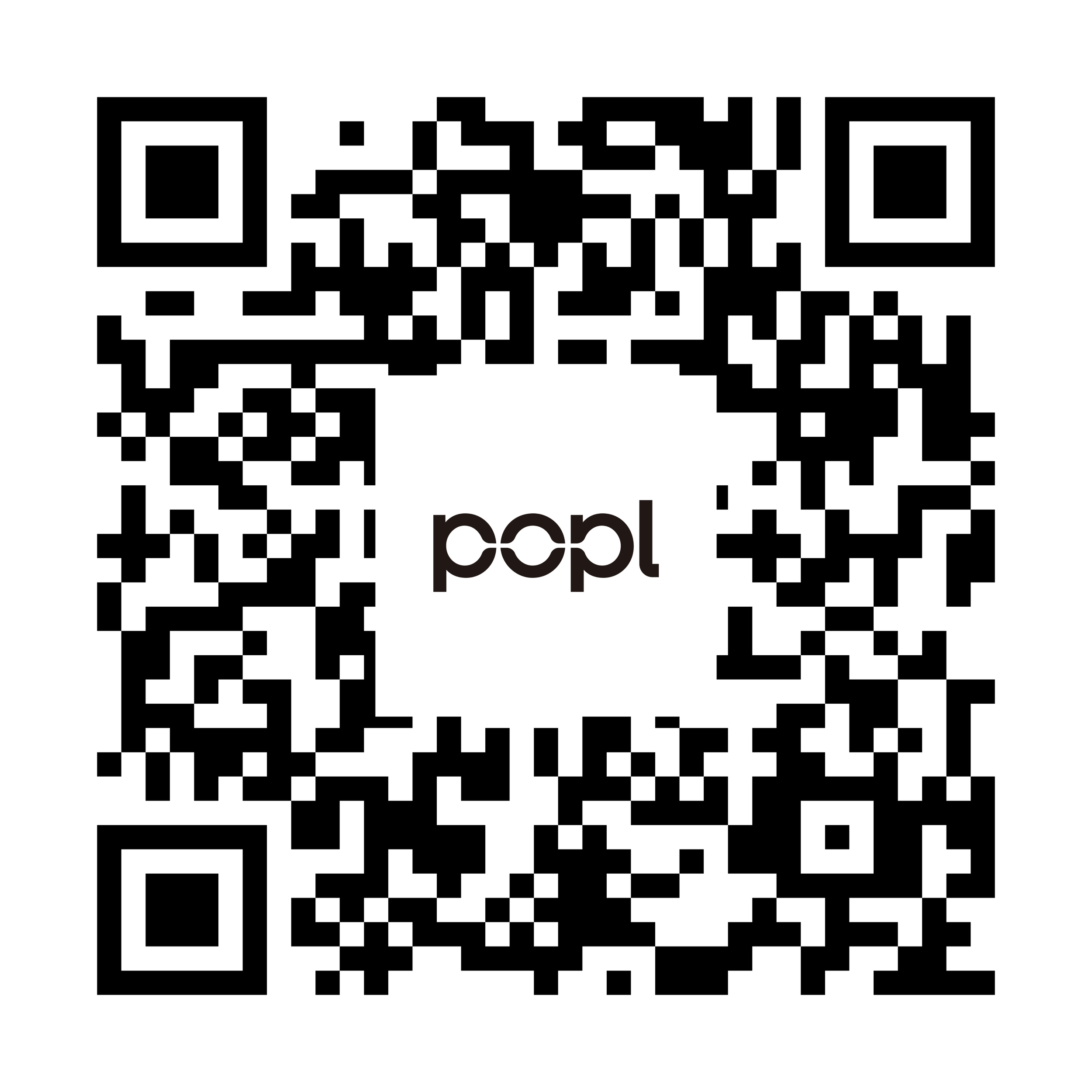 A QR code with the word 'popl' in the center.