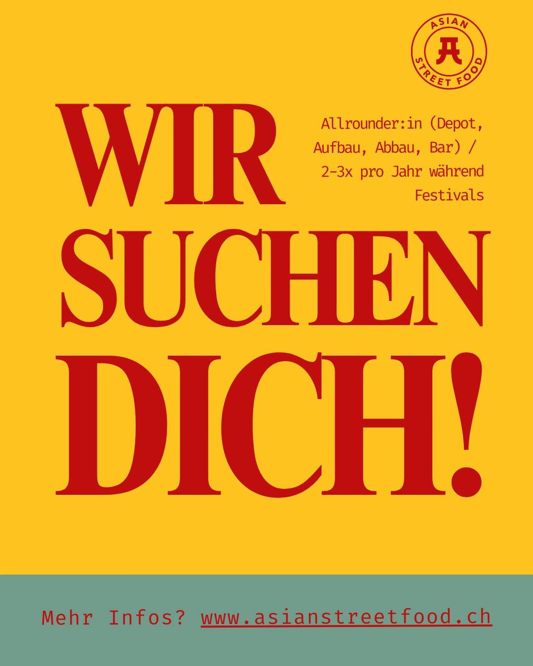 Werde Teil unseres Event-Teams! 😃

https://www.asianstreetfood.ch/join-our-team

Du hast Bock, hinter die Kulissen spannender Events zu schauen und Teil eines motivierten Teams zu sein? Dann bist du bei uns genau richtig!

Wir suchen Allrounder:inne