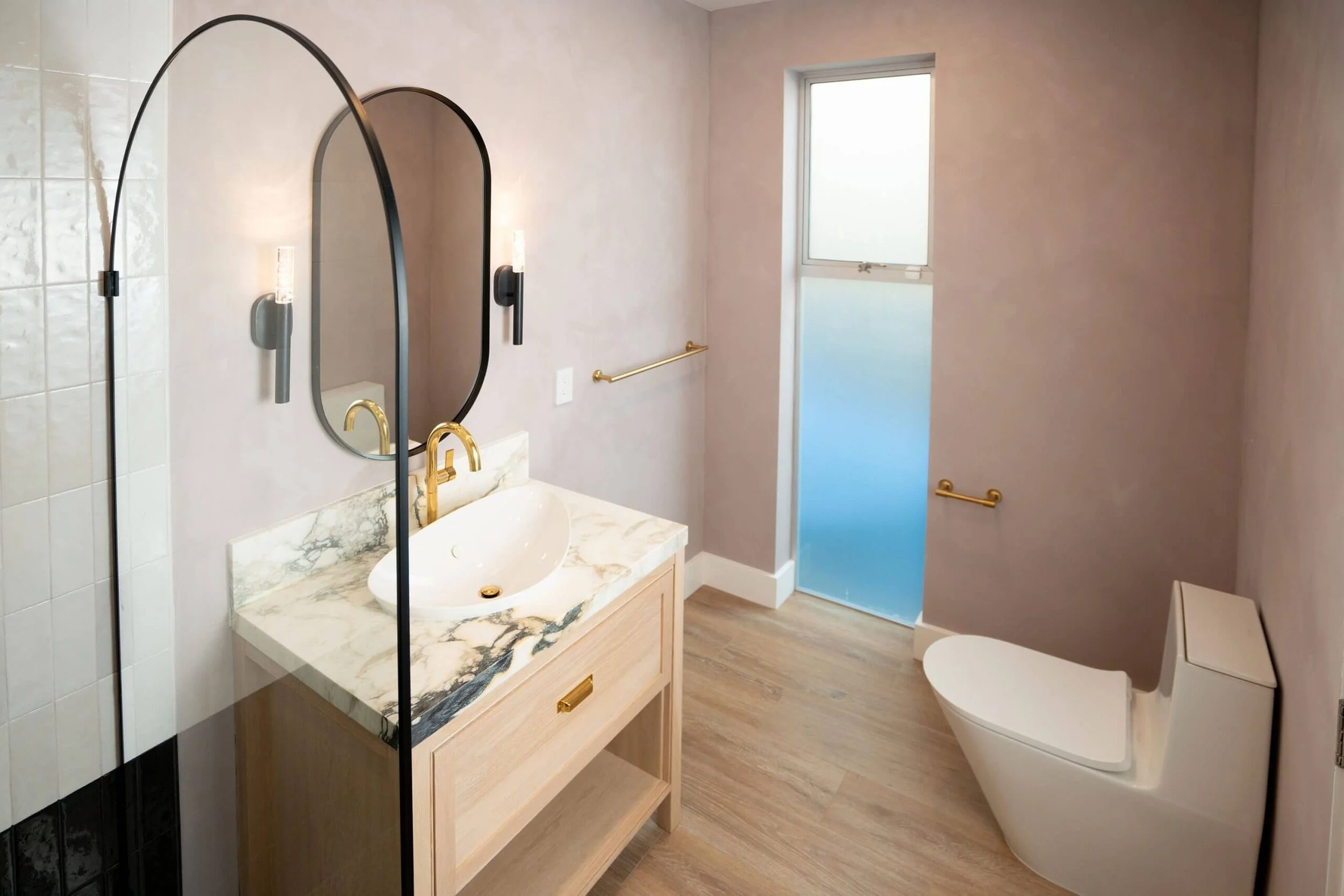 CDK Stone Calacatta marble vanity top in luxury Toorak bathroom