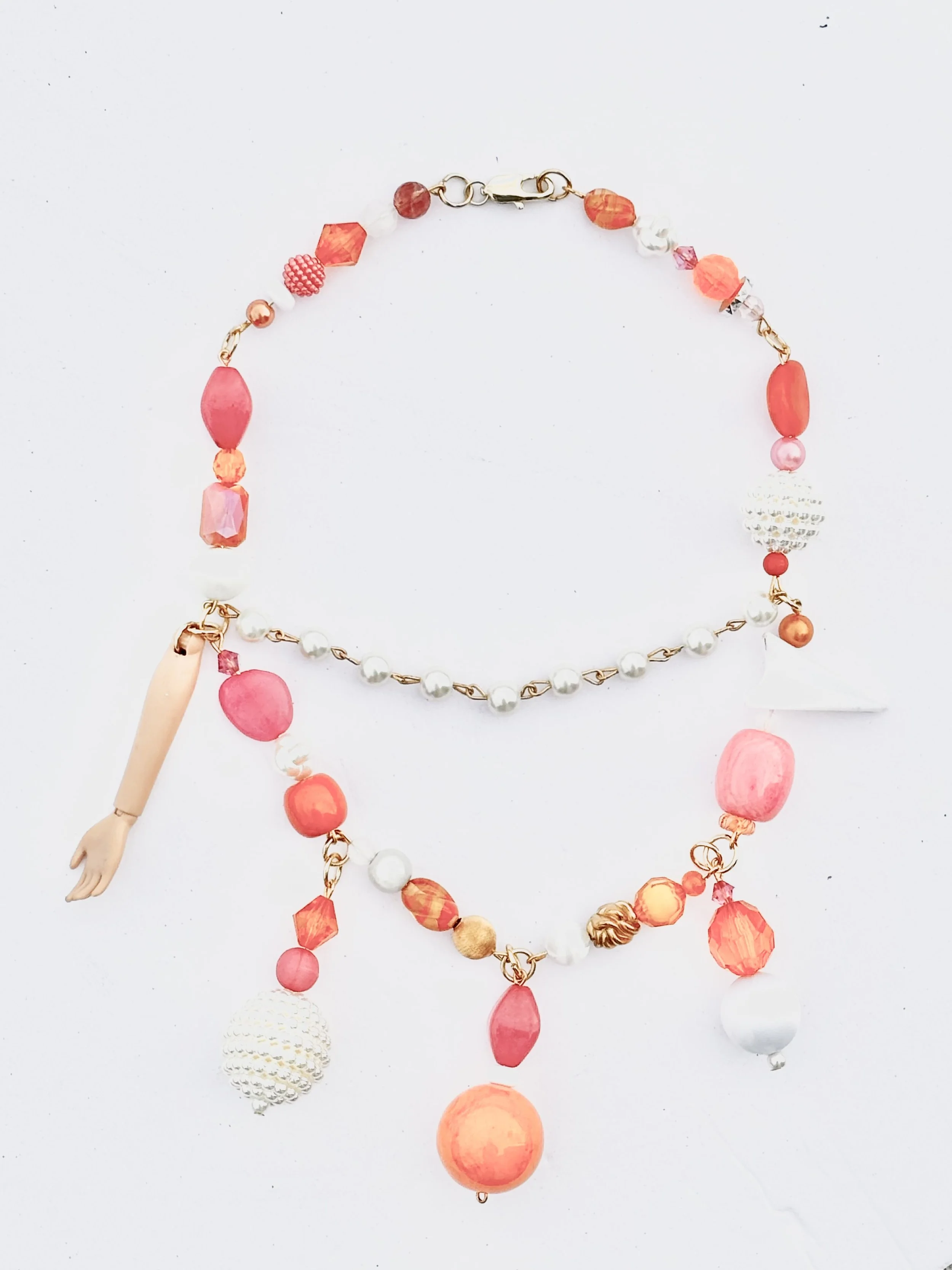 Pink & Orange Clown Necklace