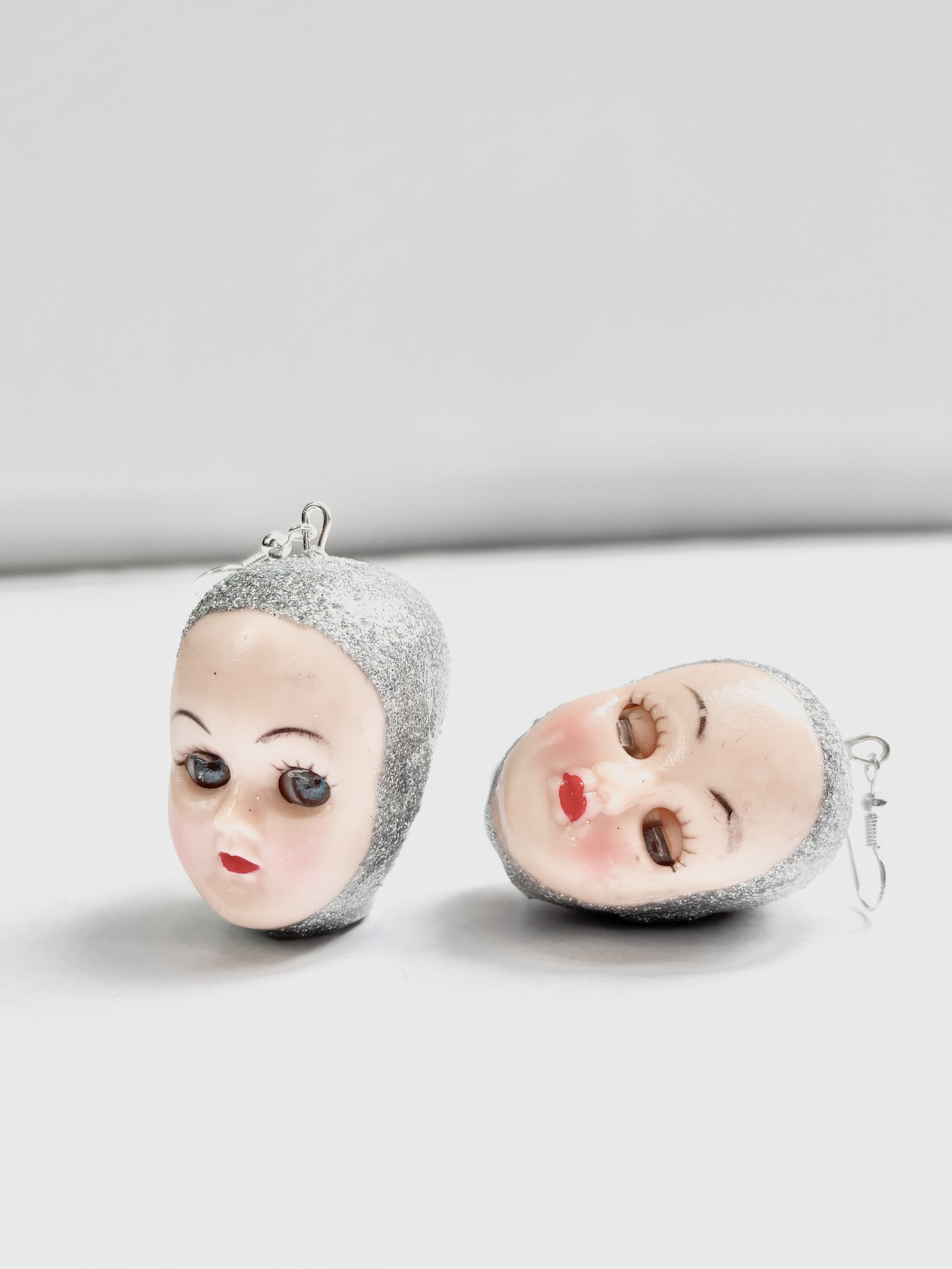 Glitter Doll Head Earrings