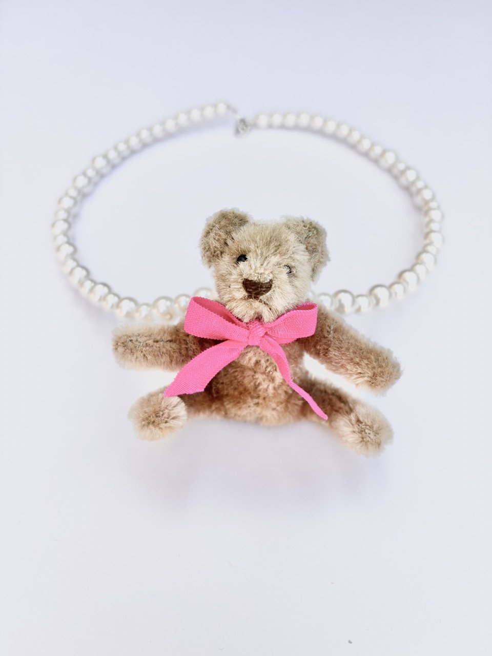Bow Bear Pearl Necklace