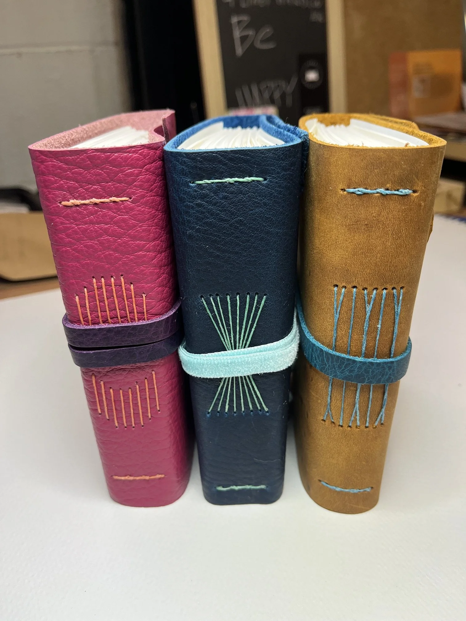 Chunky Leather Longstitch Books