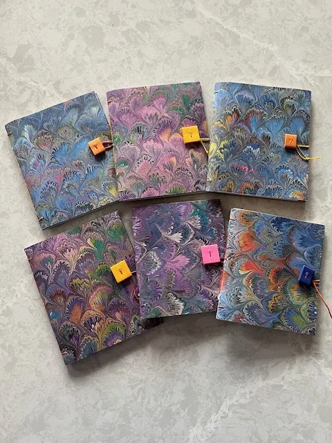Marbled Pocket Journal With Handmade Paper Buttons