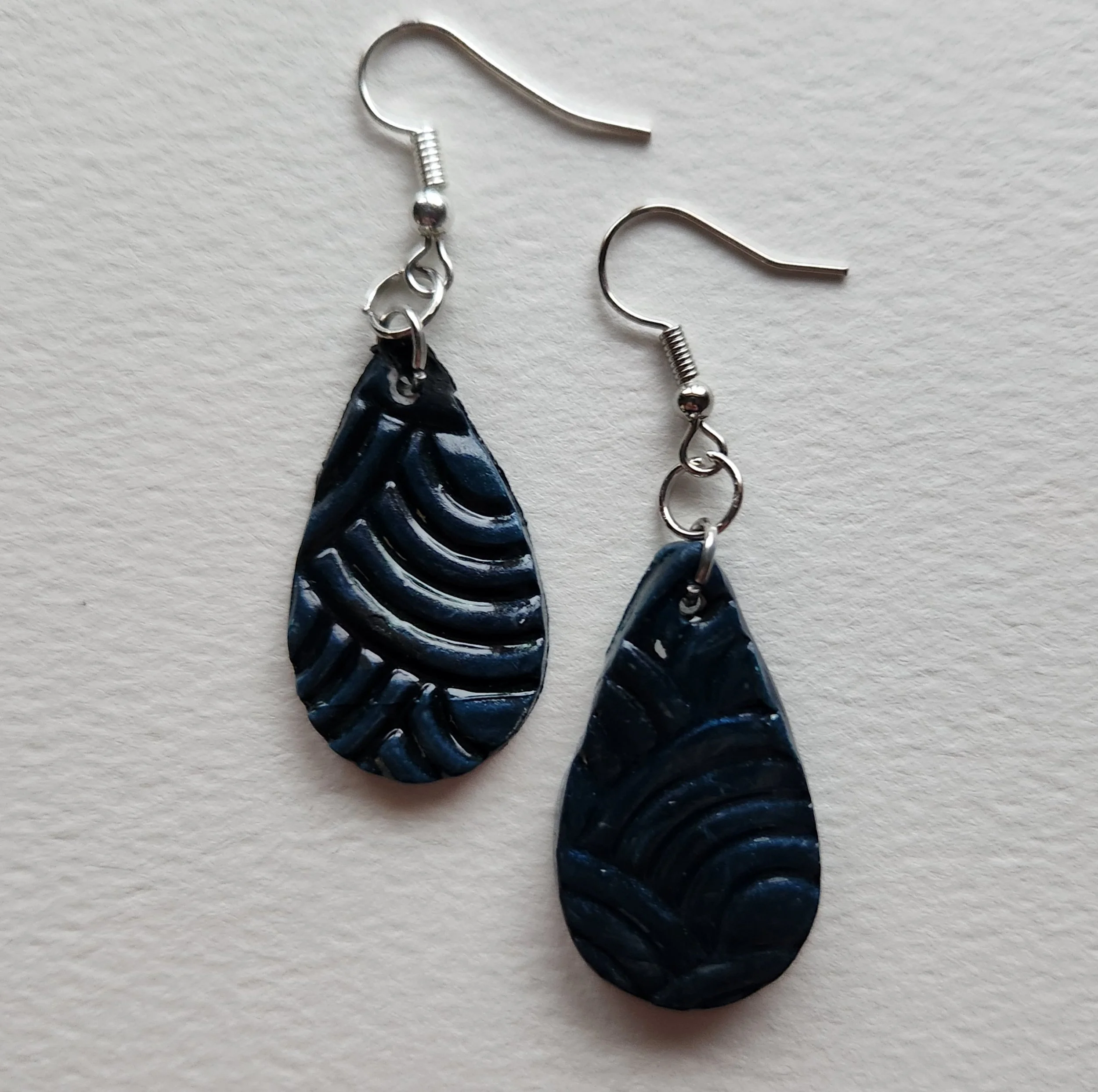Black & Blue Iridescent Clay Earrings