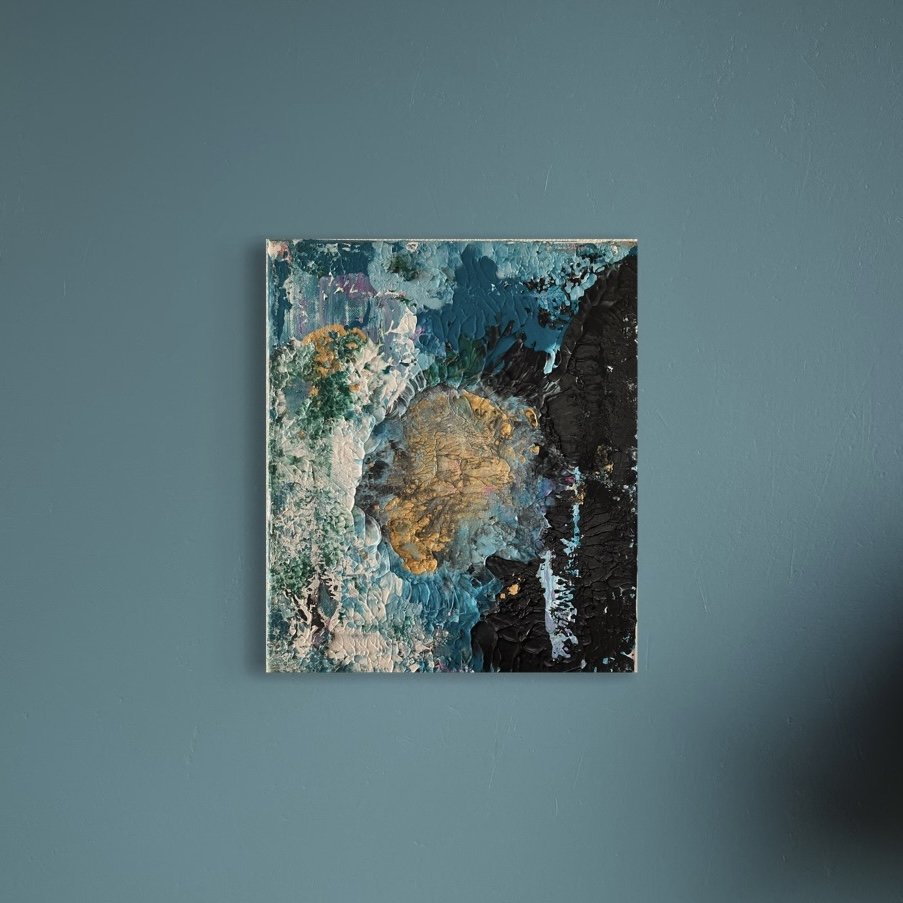 Goldige Planet 2.6 I 2022 I 24x30x1.8 cm I Acryl auf Leinwand I RESERVIERT