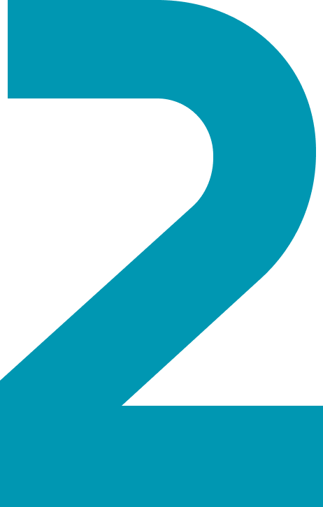 Large blue number two on a black background.