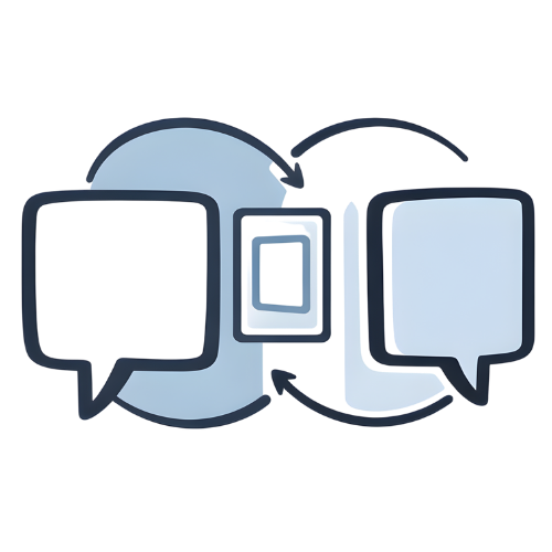 Multiple speech bubbles of different sizes and colors on a white background.