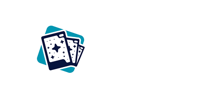 Logo of Trading Card Memories featuring two illustrated trading cards with star and moon designs and the text 'Trading Card Memories' next to it.