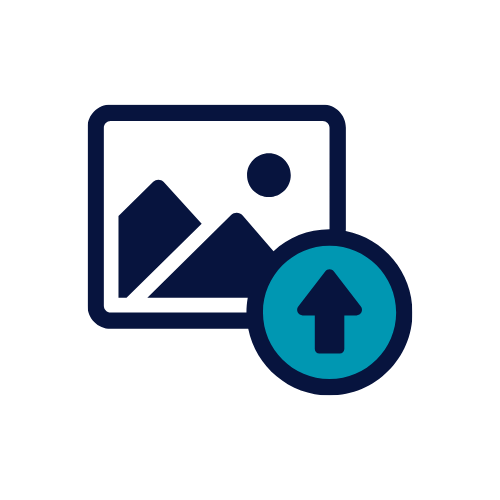 Icon of an image with an arrow pointing upwards, indicating image upload.
