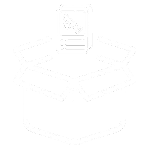 Open cardboard box with product packaging and a label or instruction sheet inside.