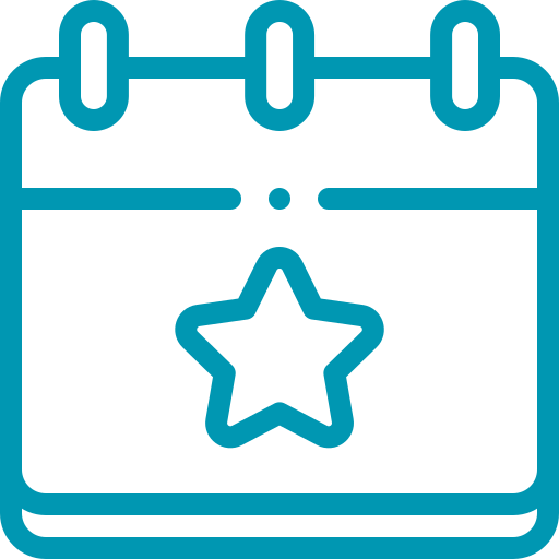 Icon of a calendar with a star in the center.