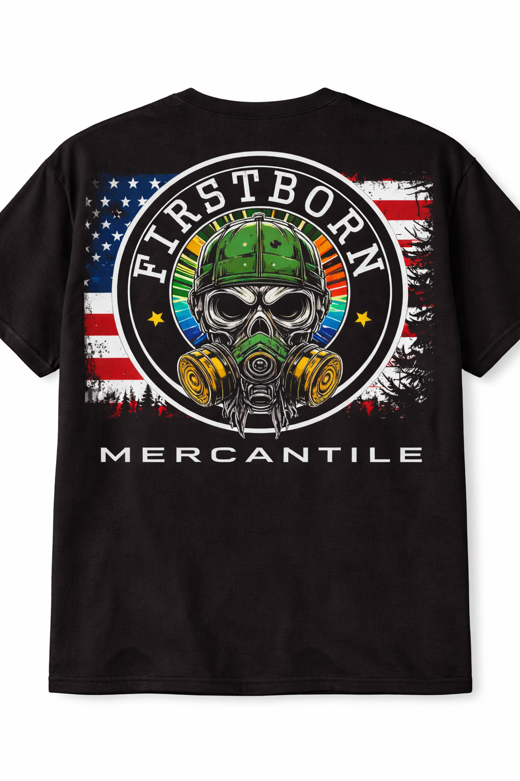 Tactical skull logo design on black T-shirt.png