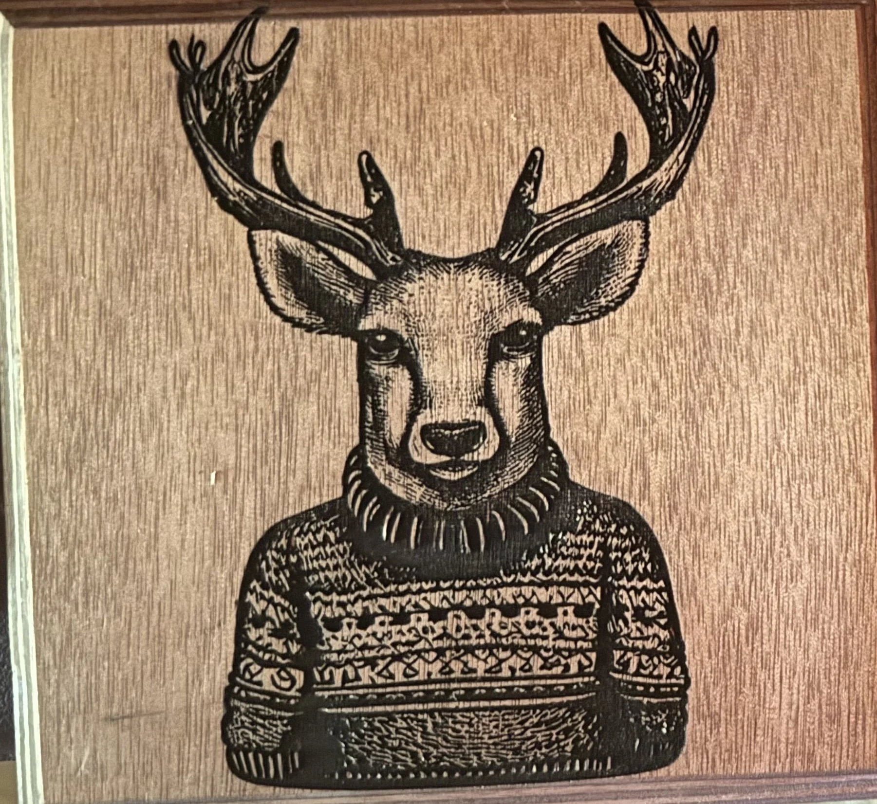Deer Wood Engraving