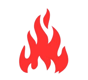Red flame icon with black background