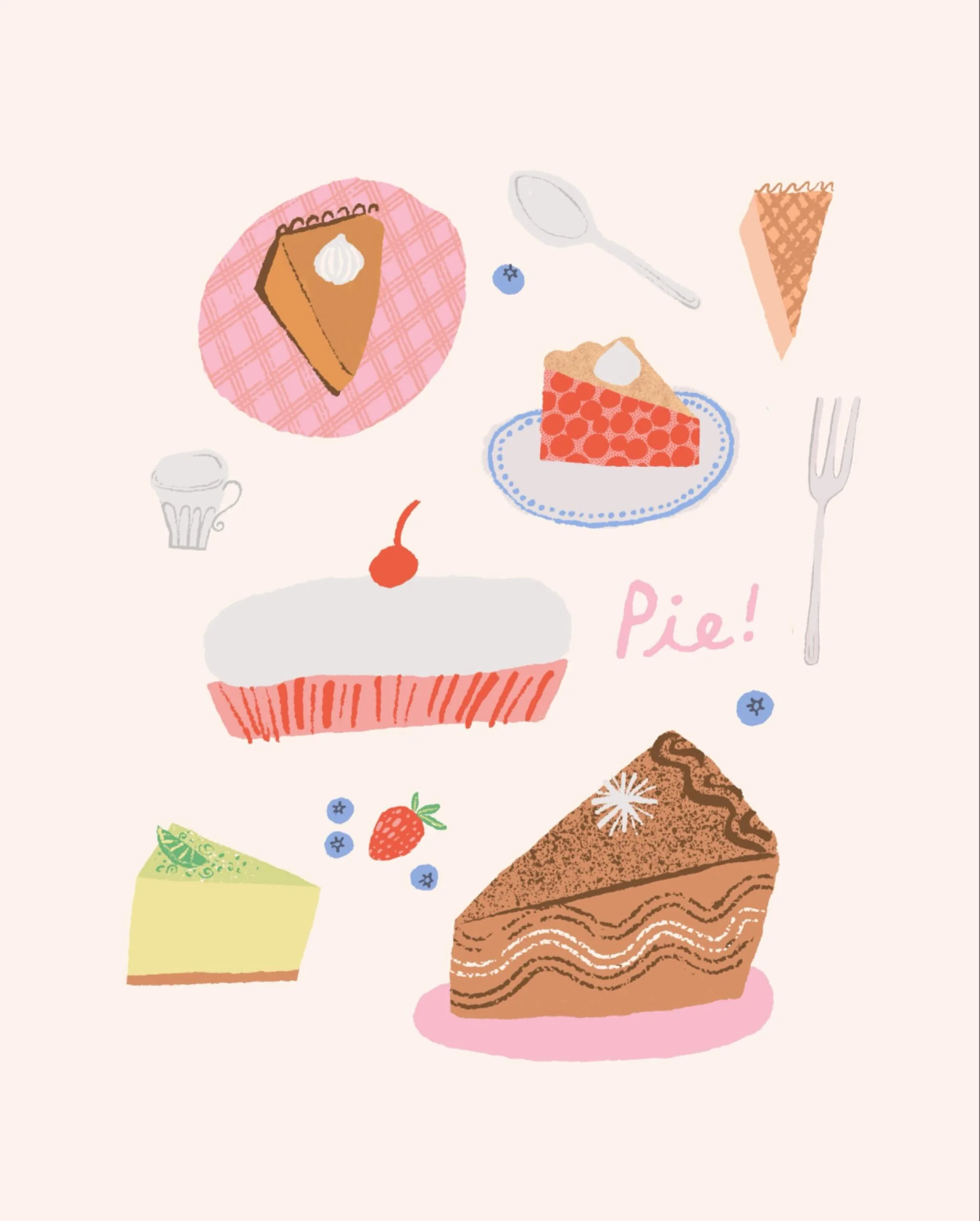 Happy Thanksgiving! Hope you had lots of pie 🥧🥧🥧

&mdash;&mdash;-
#childrensillustratorsclub #whimsicalillustrators #kidsillustrationart #cuteartdaily #sweetillustrations #retroillustrationvibes #foodillustrationdaily #yummyillustration #artofdess