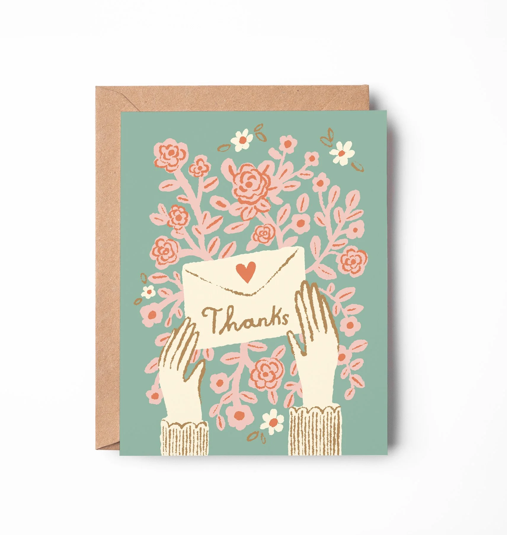'Thanks' Note Floral Thank You Card