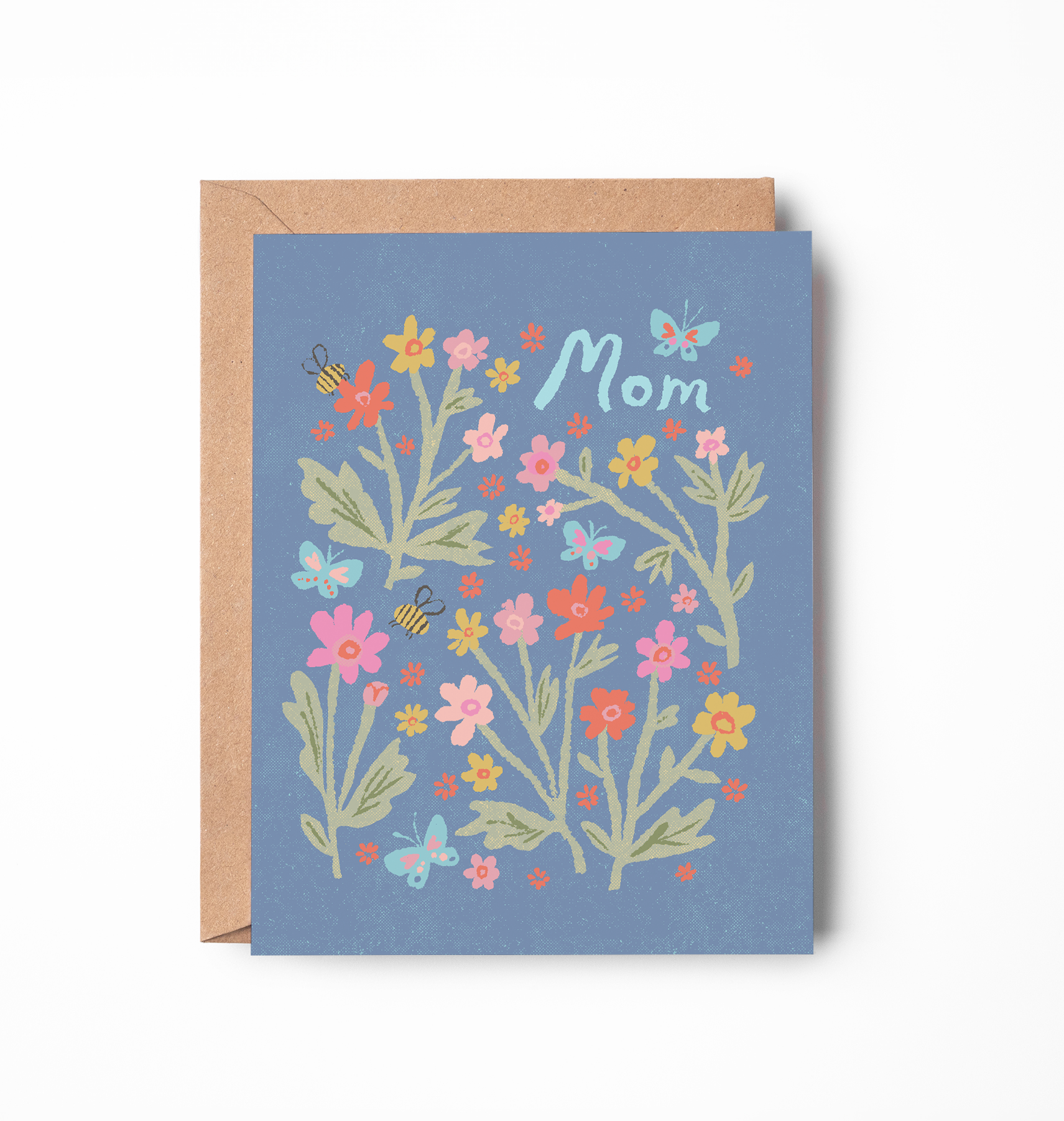 Blue Floral Mom card
