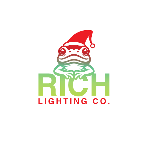 Rich Lighting Co logo the frog in the Santa hat