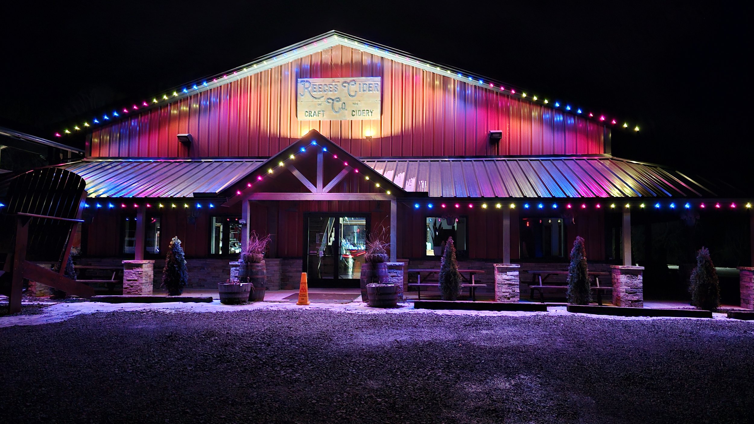 Invisilights commercial installation Reeces cider ellijay