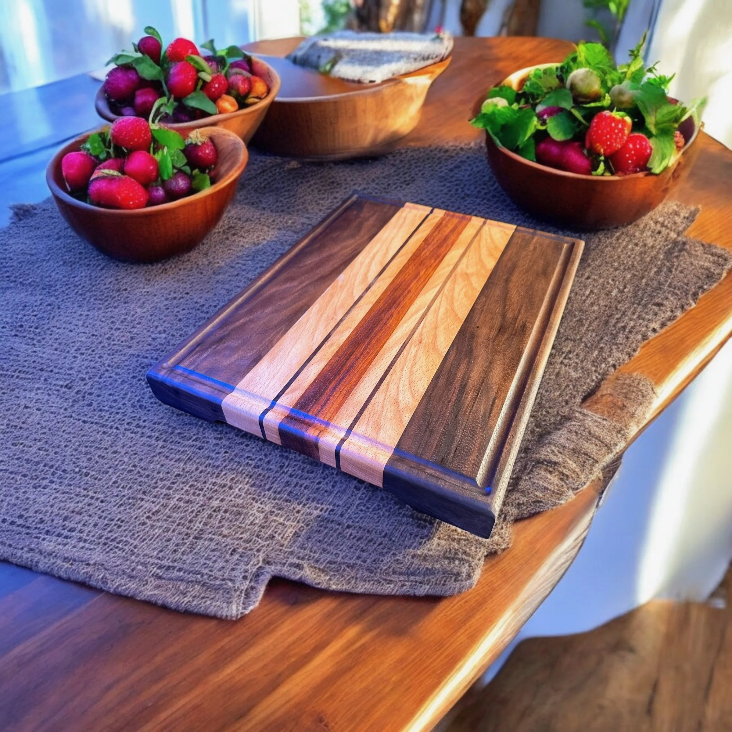 Walnut, Ash and Queensland Rosewood chopping board