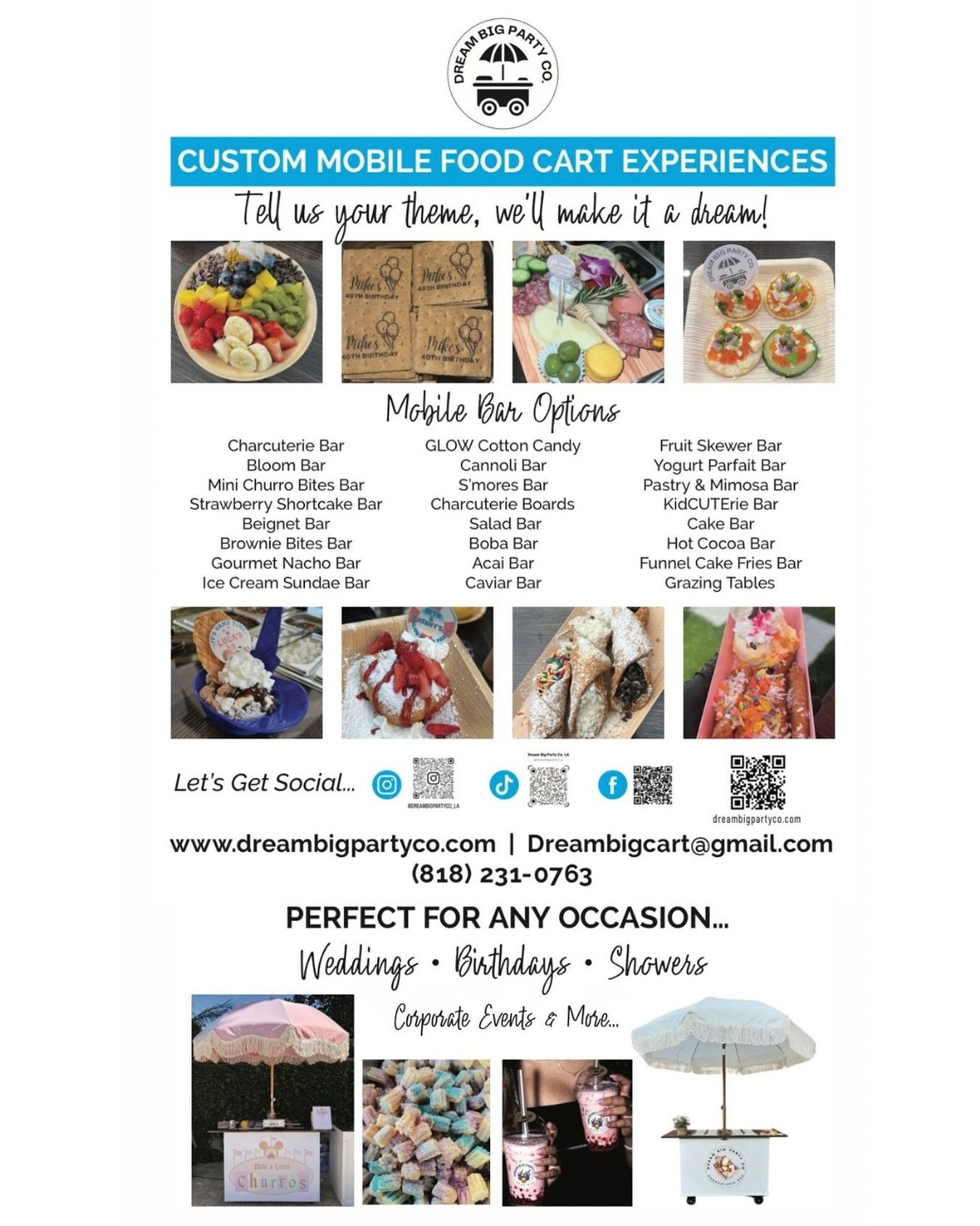 Welcome to Dream Big Party Co.
www.dreambigpartyco.com (link in bio)

We are a family owned business offering over 20 Unique, Upscale, Customized, Mobile Food Cart Experiences &amp; more to match any theme! We pride ourselves on offering exceptional 