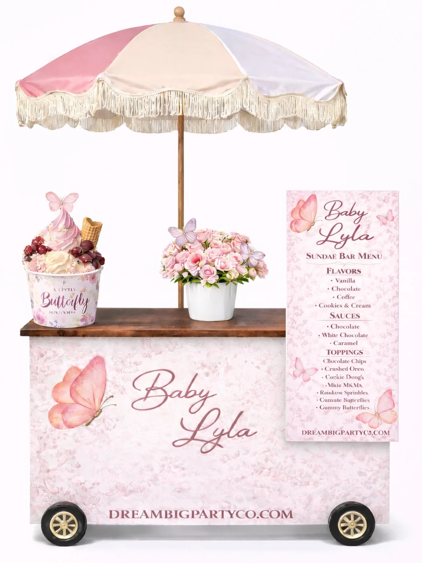 The sweetest butterfly themed Ice cream sundae bar for baby Lyla 🦋 #babyshower #icecream #calabasas #sundae #butterfly