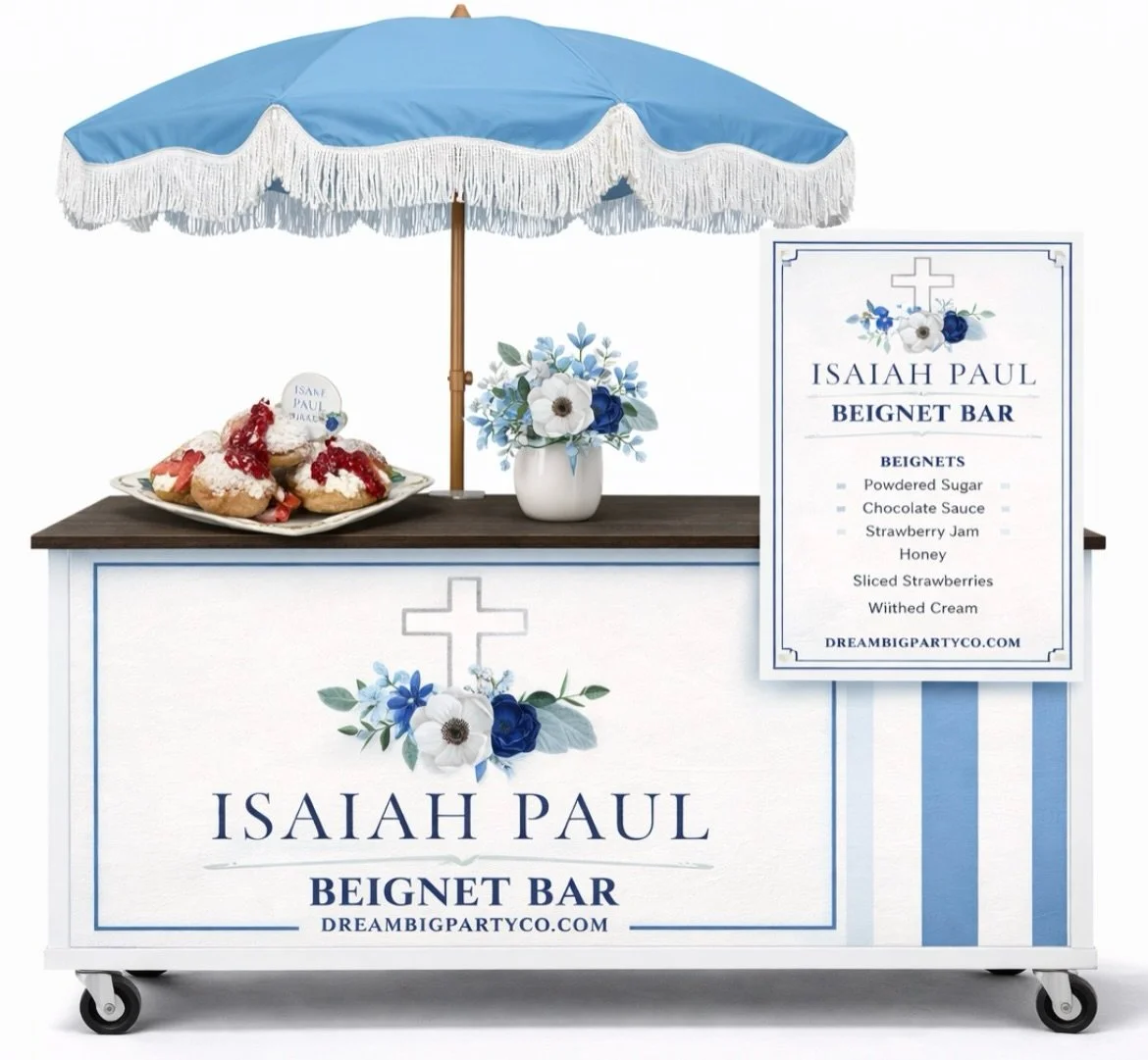 The sweetest Beignet Bar for a very special Baptism ✝️ #beignets #beignetbar #beignetcart #baptism #losangeles