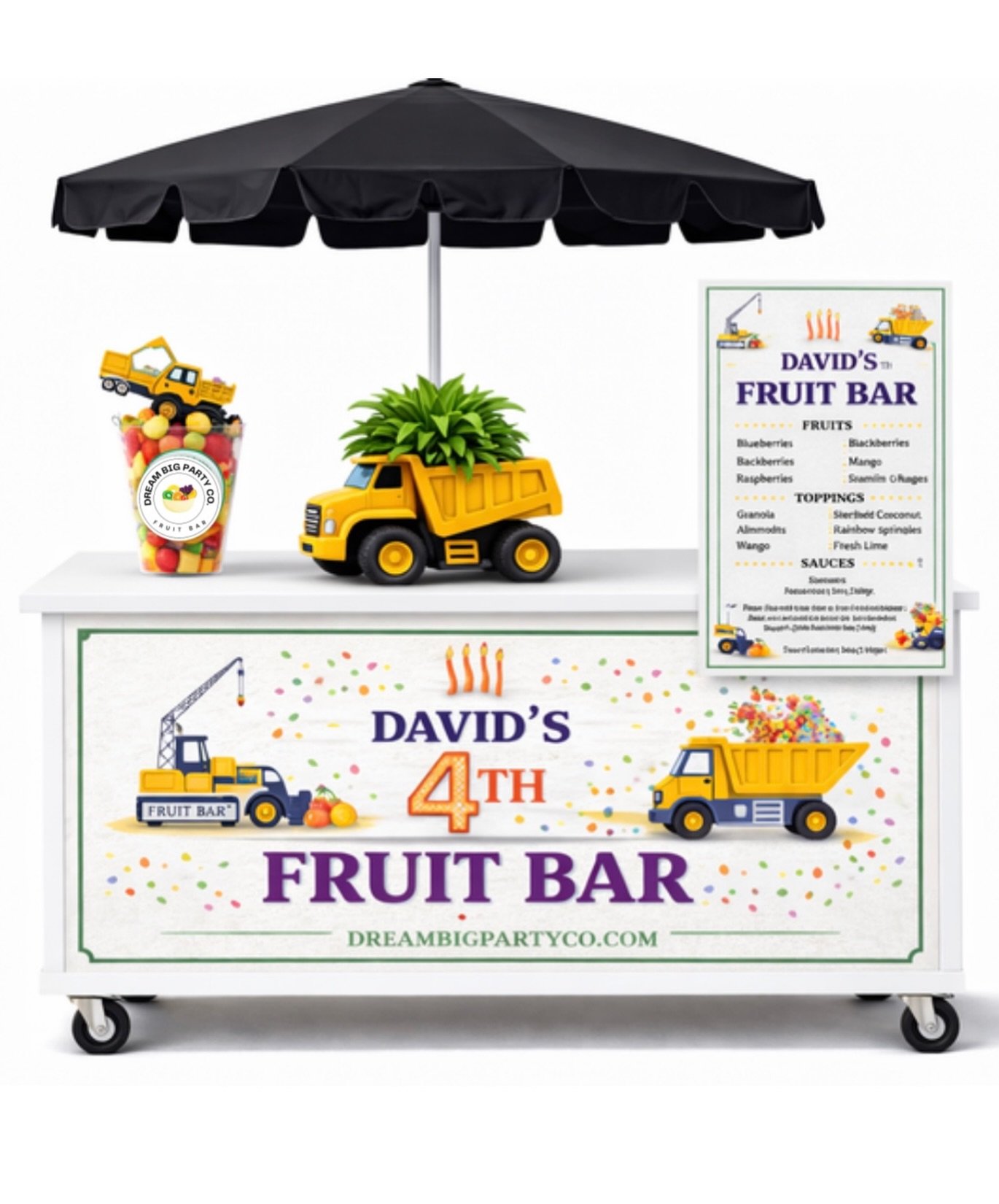 Our delicious Fruit Bar is so refreshing and can be customized to match any theme. 🍉 🍓🫐🥝🍒🍍🍑🥭🍇🍋&zwj;🟩🍎🍐🍊🍌 #calabasas #fruitbar #fruitcart #happybirthday #dreambig