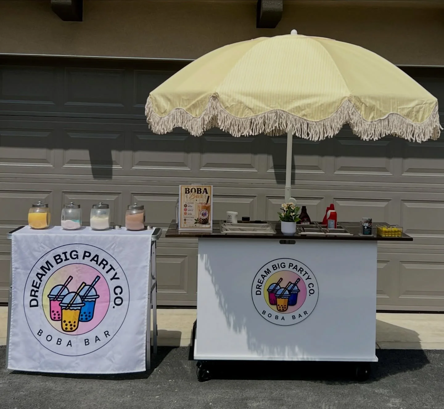 Custom Dream Big Boba Bar for the @kbhome El Monte Grand Opening 🧋💛 #bobabar #boba #bobacart #kbhome #dreambig