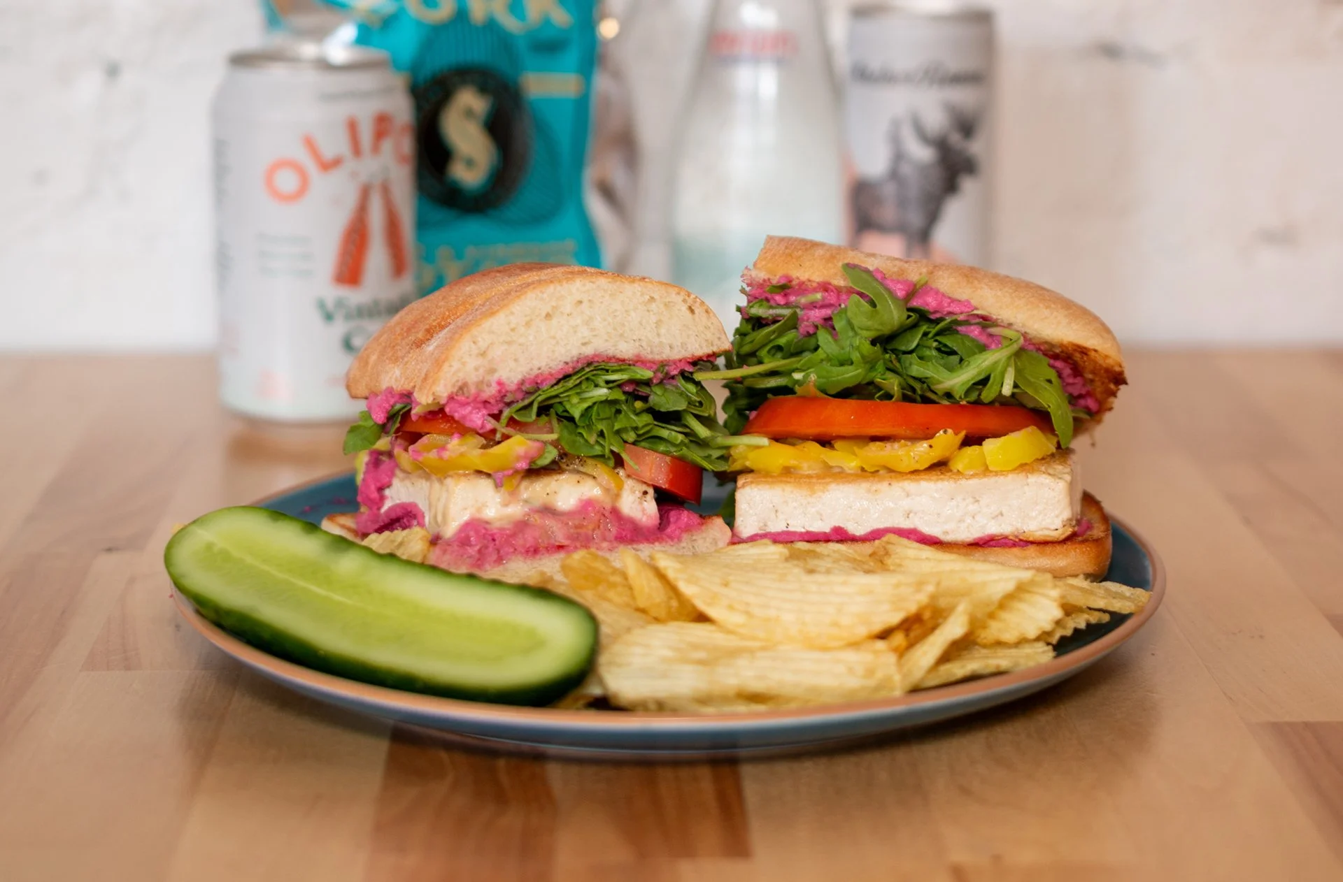 Garden Grinder. A colorful, delicious vegan sandwich—the perfect lunch sandwich at Zoller's Restaurant in Windsor Terrace, Brooklyn